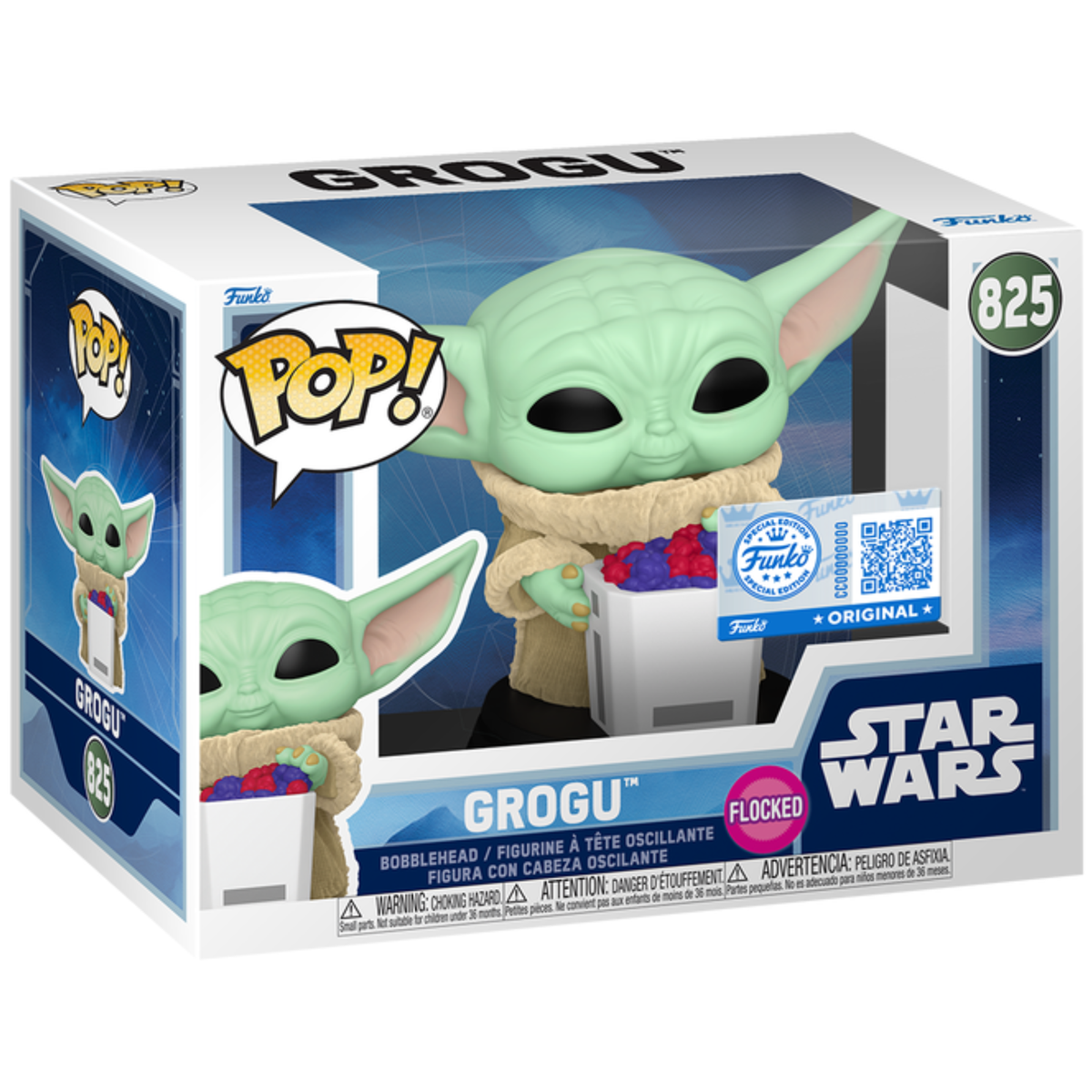 Star Wars - Grogu with Snack (Flocked Special Edition) #825 - Funko Pop! Vinyl Star Wars