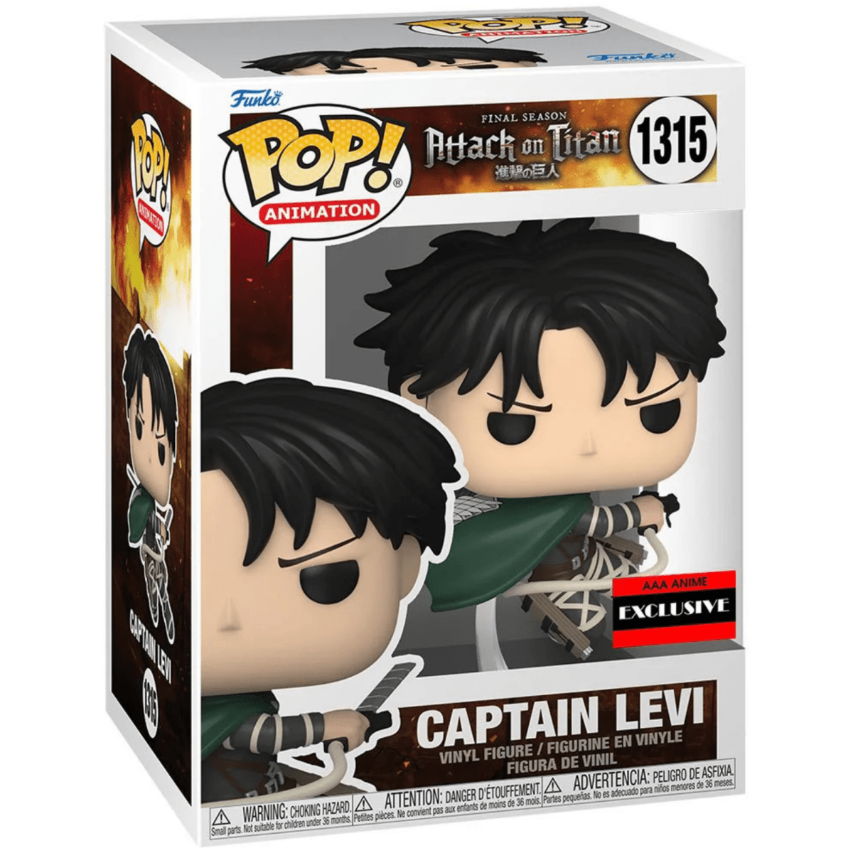 Attack on Titan - Captain Levi (AAA Exclusive) 1315 - Funko Pop! Vinyl Anime - Persona Toys