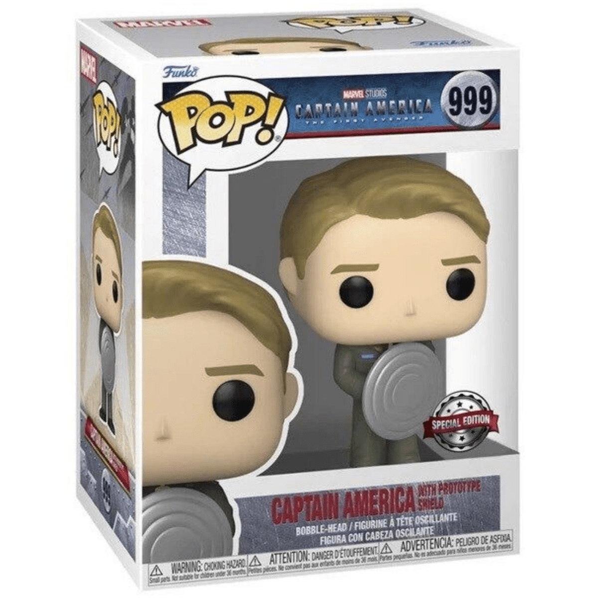 Captain America The First Avenger - Captain America with Prototype Shield (Special Edition) 999 - Funko Pop! Vinyl Marvel - Persona Toys