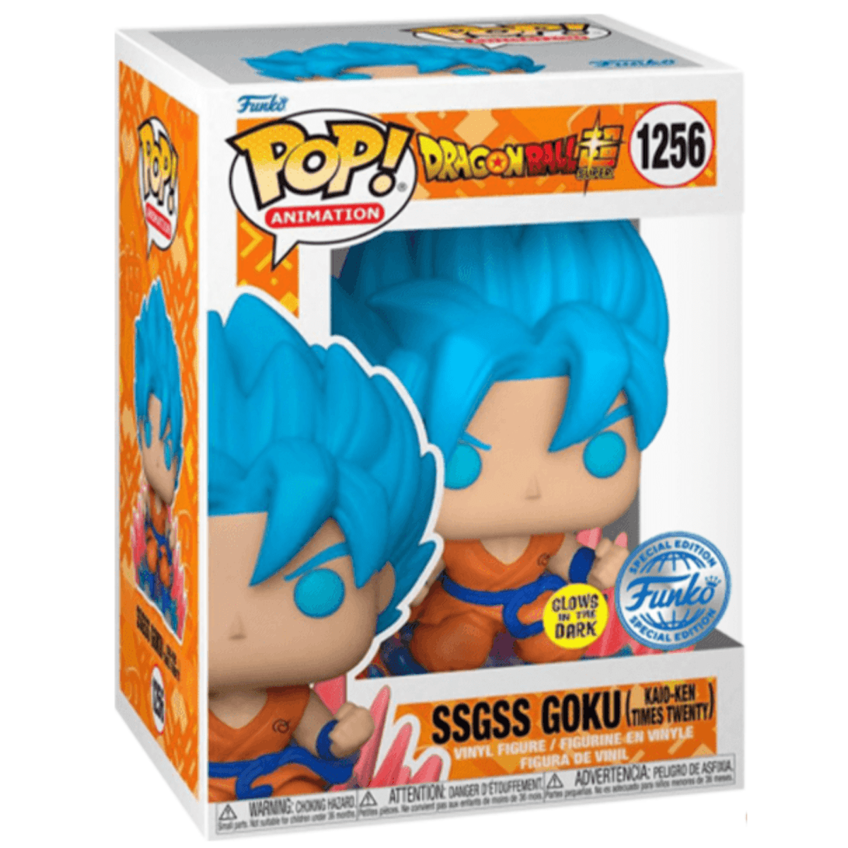 Dragon Ball Z Super - SSGSS Goku (Kaio - Ken Times Twenty) (Glow Special Edition) #1256 - Funko Pop! Vinyl Anime - Persona Toys