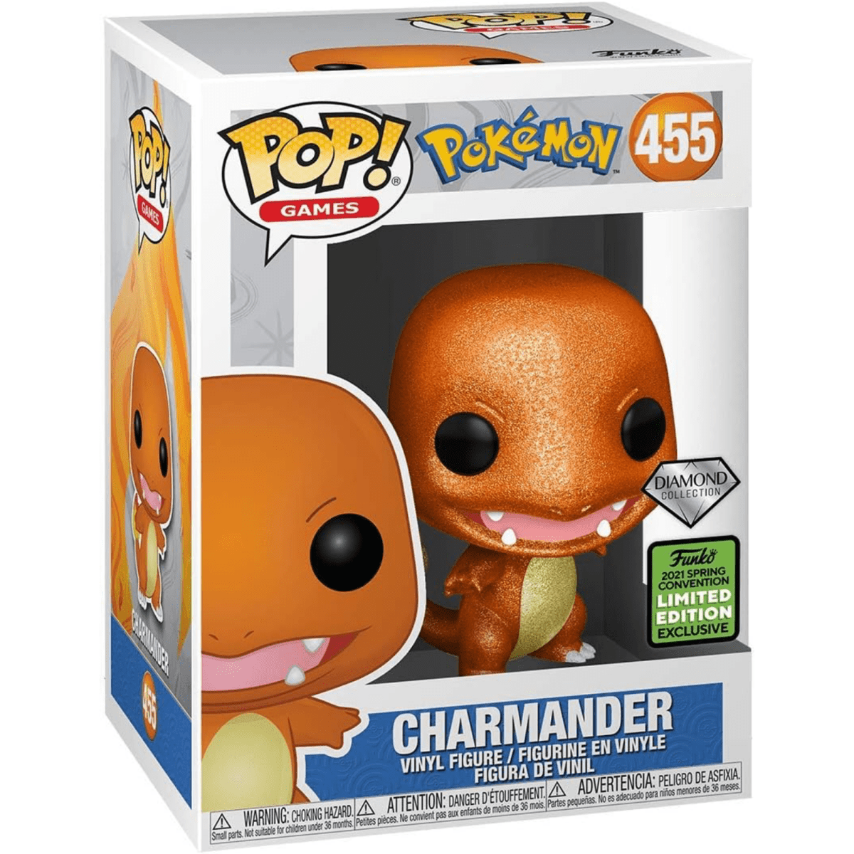 Pokemon - Charmander (Diamond 2021 Spring Convention Limited Edition) 455 - Funko Pop! Vinyl Games - Persona Toys