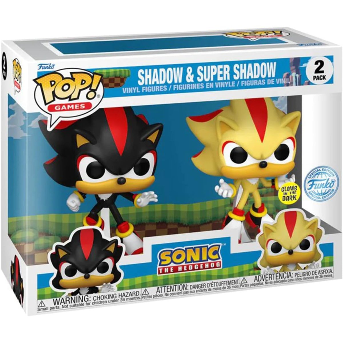 Sonic the Hedgehog - Shadow & Super Shadow (Glow Special Edition) 2 Pack - Funko Pop! Vinyl Games - Persona Toys