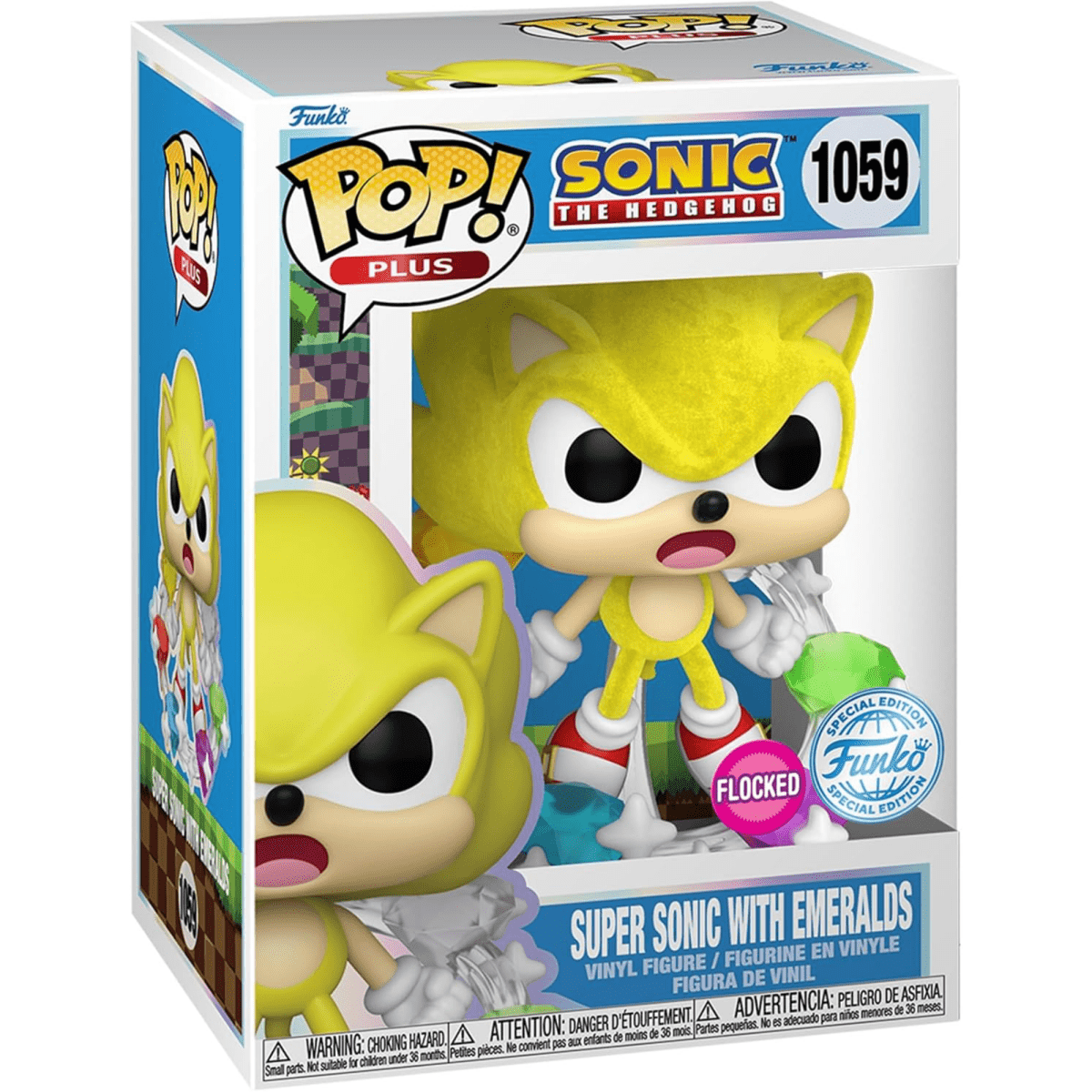 Sonic the Hedgehog - Super Sonic with Emeralds (Flocked Special Edition) #1059 - Funko Pop! Plus Vinyl Games - Persona Toys