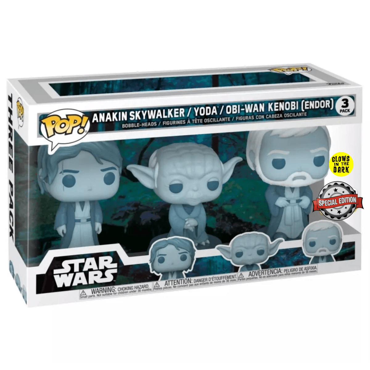 Star Wars - Anakin Skywalker / Yoda / Obi-Wan Kenobi (Force Ghost) (Glow Special Edition) 3 Pack - Funko Pop! Vinyl Star Wars - Persona Toys