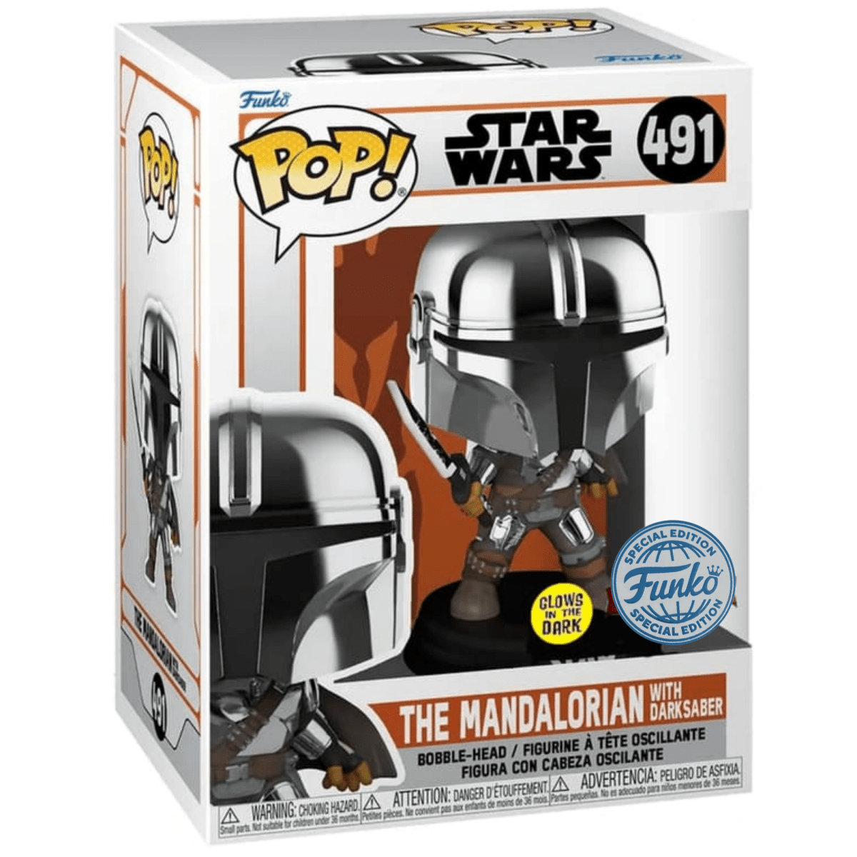 Star Wars - The Mandalorian with Darksaber (Glow Special Edition) #491 - Funko Pop! Vinyl Star Wars - Persona Toys
