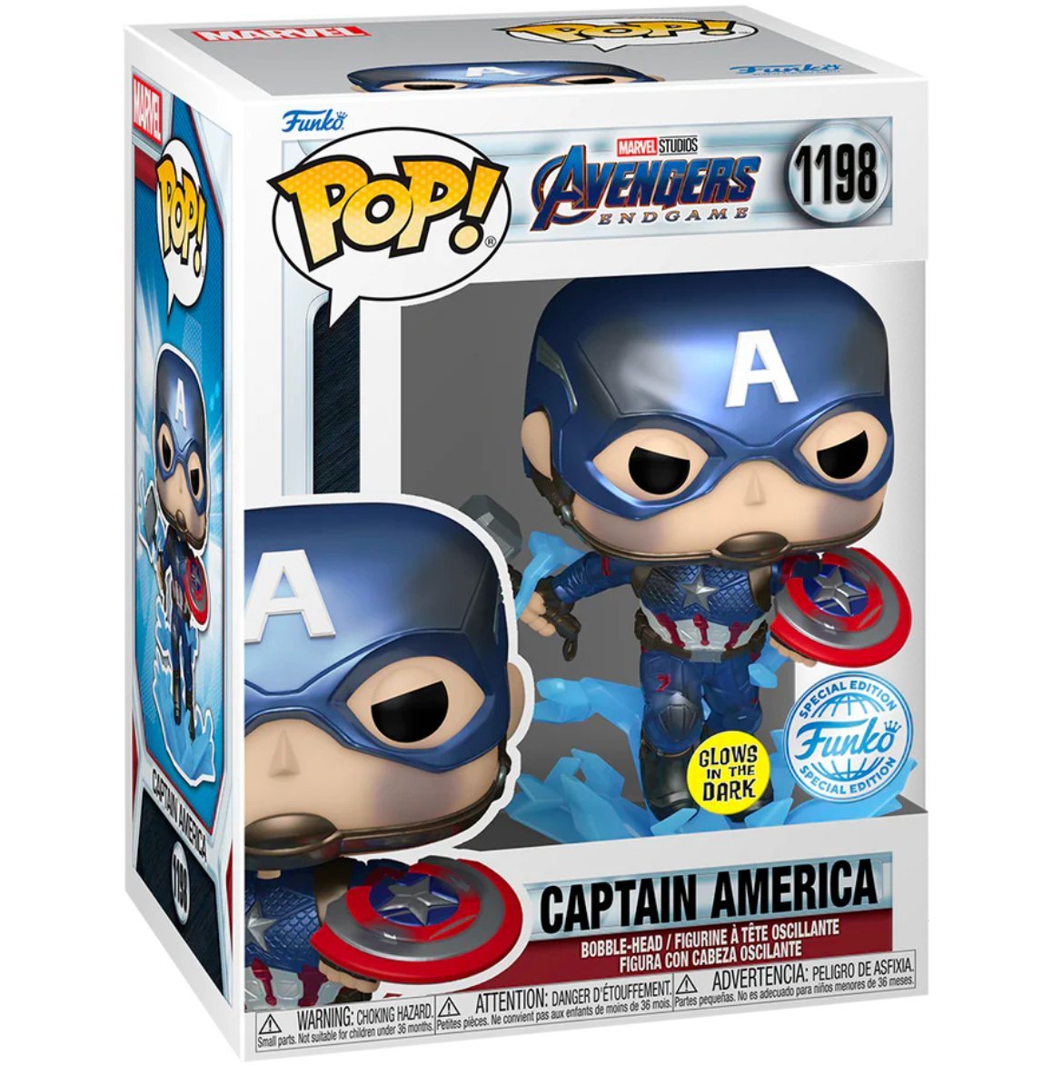 Avengers Endgame - Captain America (Glow Special Edition) #1198 - Funko Pop! Vinyl Marvel - Persona Toys