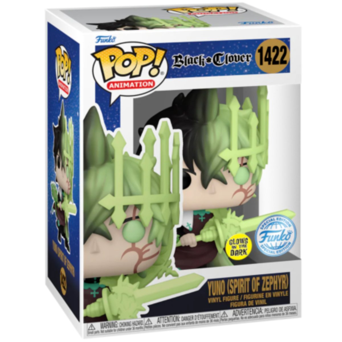 Black Clover - Yuno (Spirit of Zephyr) (Glow Special Edition) #1422 - Funko Pop! Vinyl Anime - Persona Toys