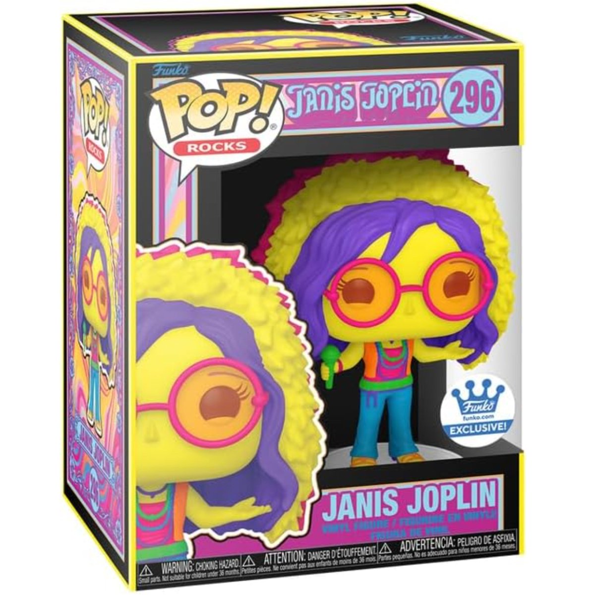 Janis Joplin - Janis Joplin [Blacklight] (Funko Shop Exclusive) #296 - Funko Pop! Vinyl Rocks - Persona Toys