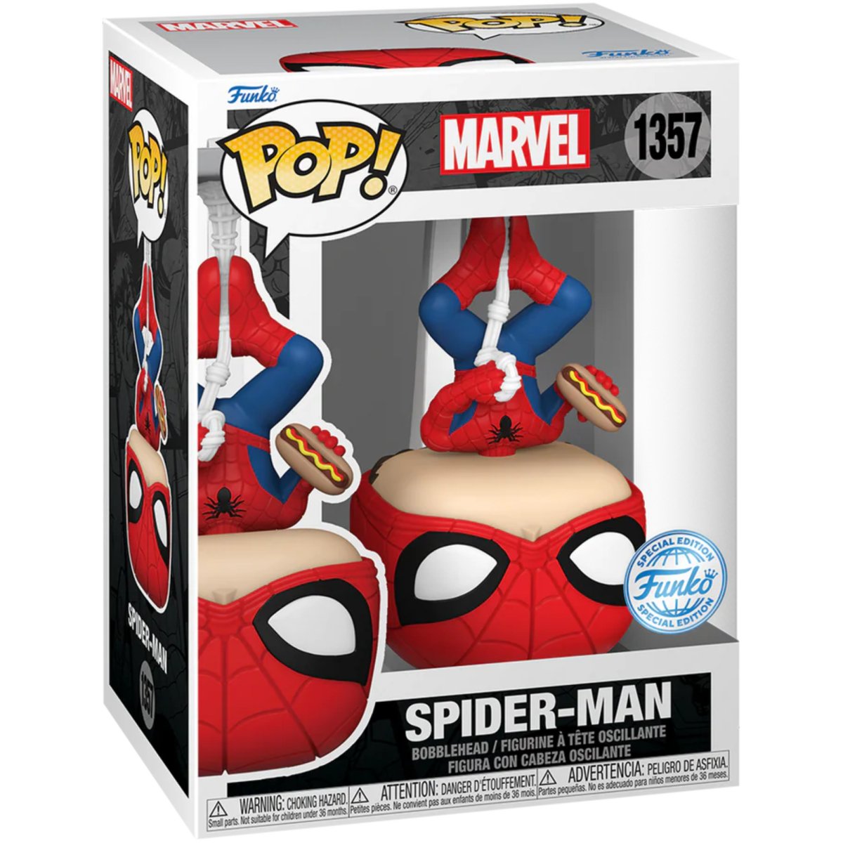 Marvel - Spider - Man w/ Hot Dog (Upside Down) (Special Edition) #1357 - Funko Pop! Vinyl Marvel - Persona Toys