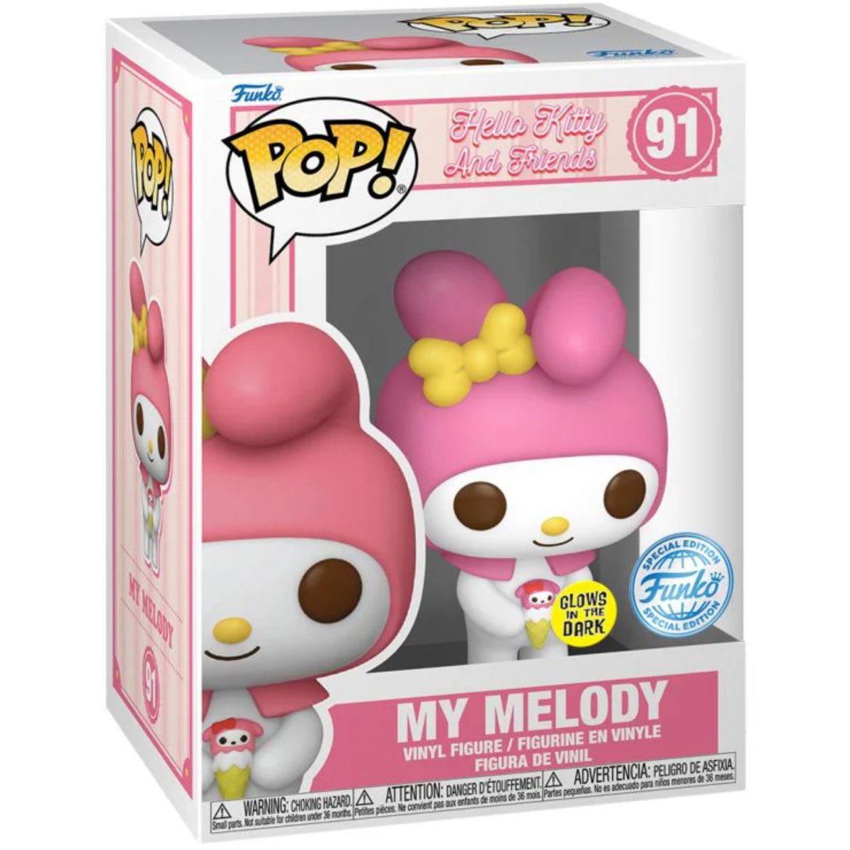 Sanrio - Hello Kitty and Friends - My Melody [w/ Ice Cream] (Glow Special Edition) #91 - Funko Pop! Vinyl Anime - Persona Toys