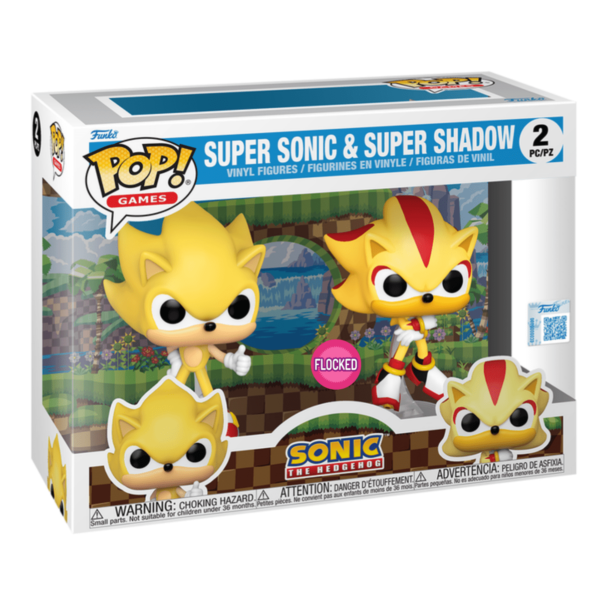 Sonic the Hedgehog - Super Sonic & Super Shadow (Flocked Exclusive) 2 Pc Pack - Funko Pop! Vinyl Games - Persona Toys