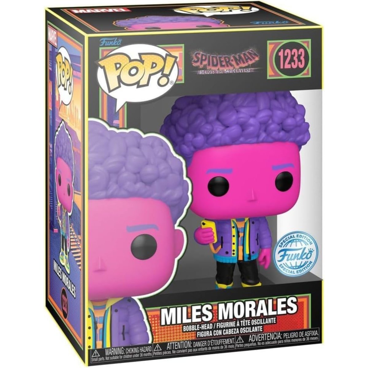 Spider - Man Across the Spider - Verse - Miles Morales [Blacklight] (Special Edition) #1233 - Funko Pop! Vinyl Marvel - Persona Toys