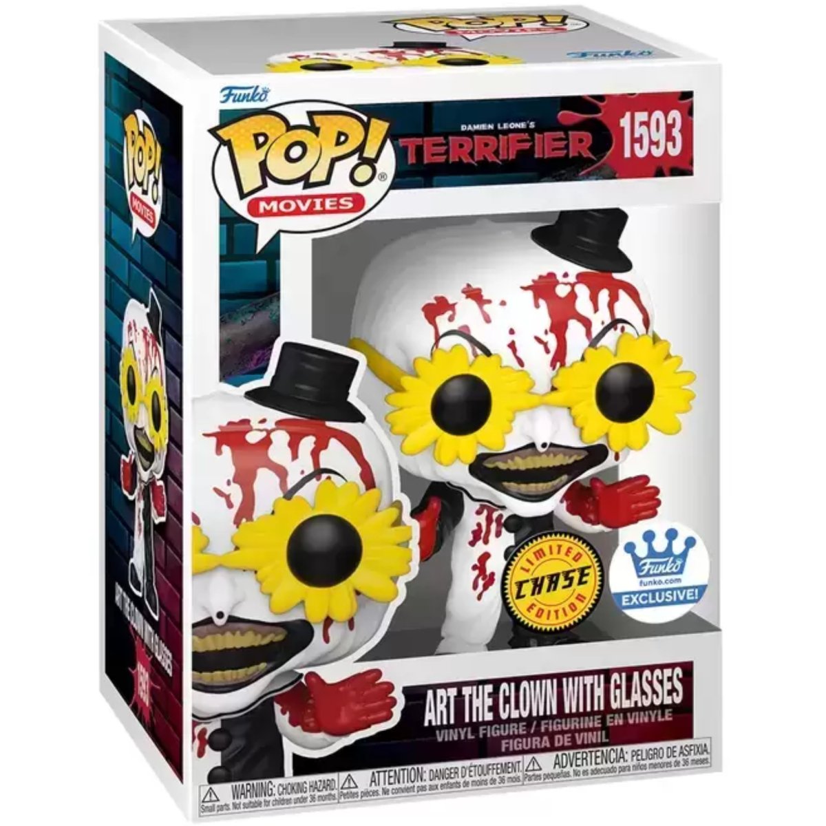 Terrifier - Art the Clown with Glasses [Bloody] (Chase) (Funko Shop Exclusive) #1593 - Funko Pop! Vinyl Movies - Persona Toys