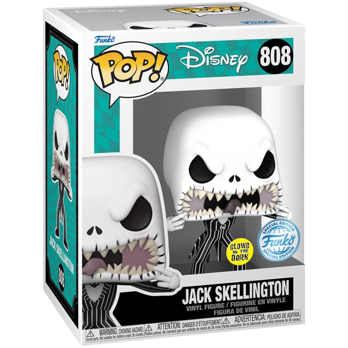 The Nightmare Before Christmas - Jack Skellington [Scary Face] (Glow Special Edition) #808 - Funko Pop! Vinyl Disney - Persona Toys