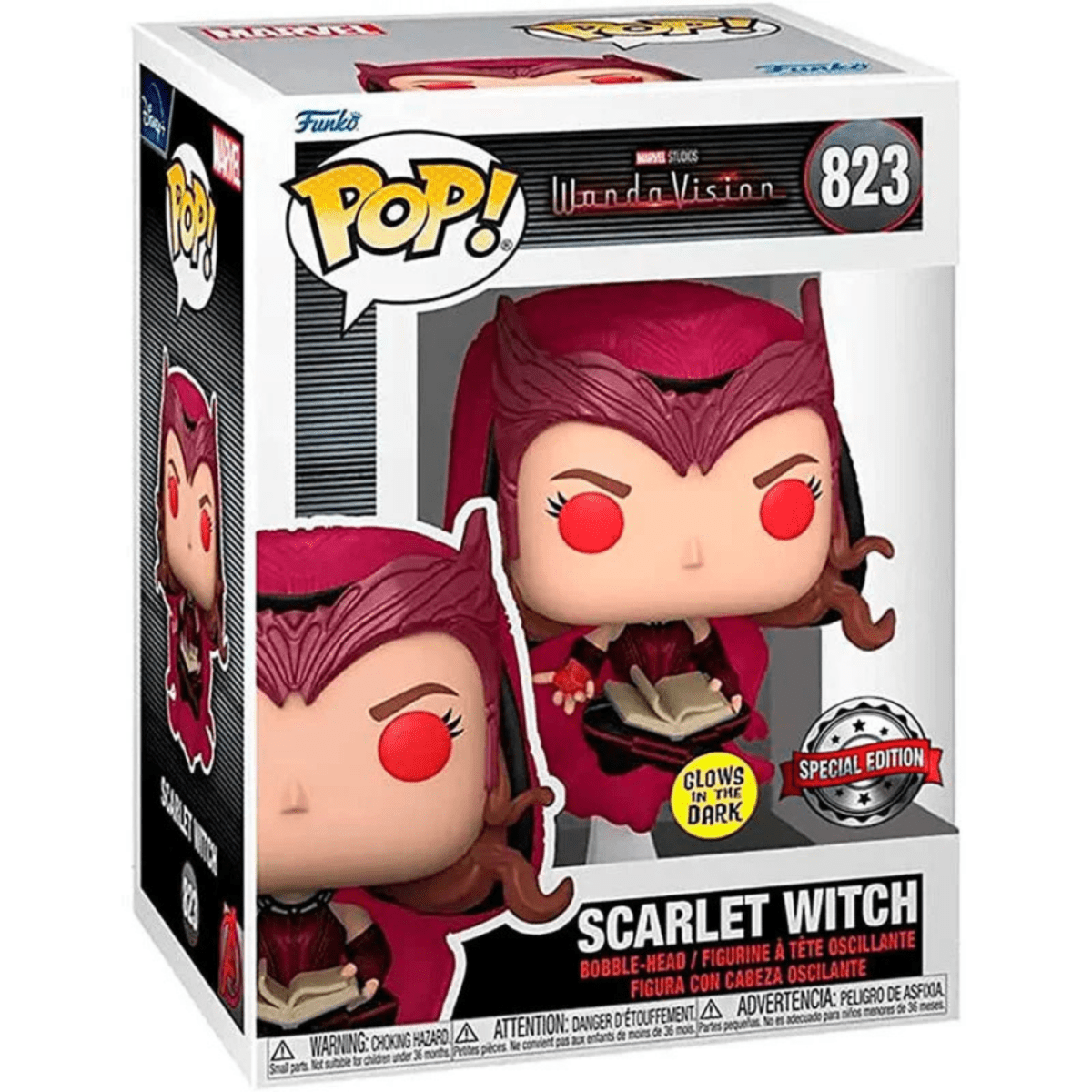 Wandavision - Scarlet Witch [with Darkhold] (Glow Special Edition) #823 - Funko Pop! Vinyl Marvel - Persona Toys