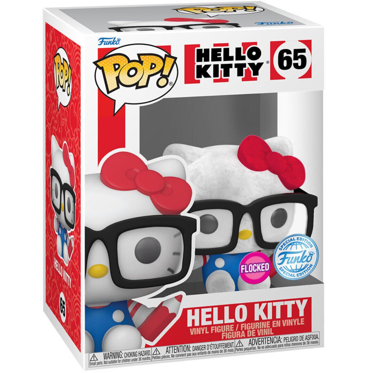 Sanrio - Hello Kitty [with Glasses] (Flocked Special Edition) #65 - Funko Pop! Vinyl Anime - Persona Toys
