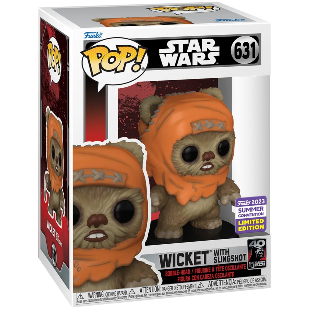 Star Wars - Wicket with Slingshot [Return of the Jedi] (2023 Summer Convention Limited Edition) #631 - Funko Pop! Vinyl Star Wars - Persona Toys