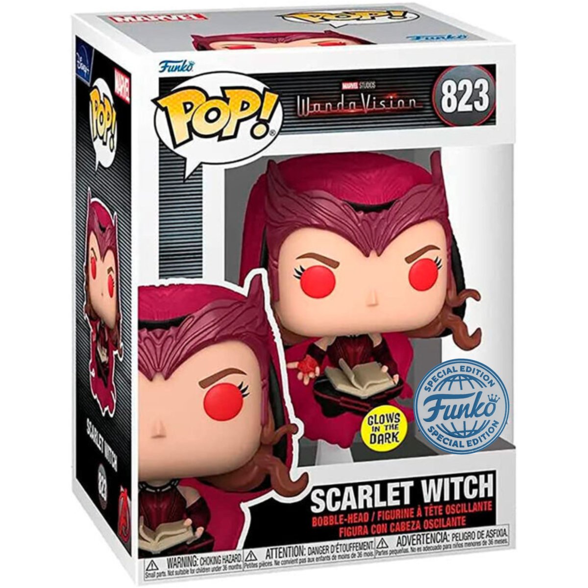 Wandavision - Scarlet Witch [with Dark Hold Book] (GITD Special Edition) #823 - Funko Pop! Vinyl Marvel - Persona Toys